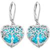 Odinstone Orecchini Albero della Vita, Cuore, Donna, Ganci Argento 925 | Orecchini cuore albero della vita, pietra di luna, ganci argento 925 e confezione regalo