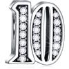 CRISNATA 10 anni Anniversario Charms si adatta Pandora Donne Bracciale, 925 Sterling Silver 10 ° compleanno Perline con CZ Birthstones, Numero 10 anni di regali d'amore per ragazza/ragazzo/mamma