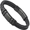 Forge & Foundry Bracciale da uomo regolabile in pelle nera | vera pelle intrecciata con chiusura a scatto | Design-led, gioielli artigianali da Londra [Navarro]