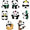 Boerni Set di spille panda, per bambini, ragazze, ragazzi, 8 pezzi, graziosa panda con bambù, spille, spille, gioielli, accessori per colletto, vestito, sciarpa, decorazione, souvenir cinese, Metallo