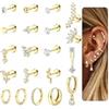 ORAZIO 20 Pz Orecchini Donna Acciaio Chirurgico Piercing Orecchio Orecchini Cerchio Cartilagine Daith Trago Piercing Anallergici Set Orecchini Oro Argento Helix Piercing Gioielli Donna