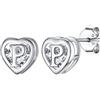 Silvora Argento Sterling Orecchini da Donna S925 con Zircone Diamante di Cuore Lettera Vuota Alfabeto A-Z Iniziali Nome Regalo Creativi Festa della Mamma Regalo per Lei