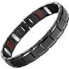 JFUME Bracciale magnetico da uomo, placcato oro 18k, placcato nero, argento, carbonio blu con strumento di rimozione link, regolabile 22cm