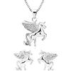 MixiuEuro - Set di collana e orecchini da donna con unicorno, in argento Sterling 925, con zirconia cubica, idea regalo per ragazze e donne