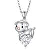 DAOCHONG Collana a forma di maiale in argento Sterling 925 con ciondolo a forma di maialino con cuore in zirconia cubica, per donne, amici, amanti dei maiali, compleanno, laurea, San Valentino