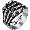 JewelryWe Gioielli Anello Punk da Uomo Donna Acciaio Inossidabile Gotico Teschio Cranio, Colore Nero Argento;Regalo Halloween Cosplay