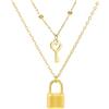 Generic Collana con lucchetto in argento sterling 925 per donne e uomini, ciondolo con lucchetto con chiave a cuore in pietra, collana da donna, a catena, da uomo