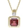 Ivy Gems Pendente in oro giallo 9 kt con granato taglio quadrato da 5 mm e diamante, su catenina da 46 cm, Oro Giallo