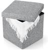 Cozary Pouf Contenitore Pieghevole 30m - Sgabello Quadrato con Cassapanca, Poggiapiedi Ottomano, Carico fino a 100 kg - Grigio, Ideale per Soggiorno, Camera da Letto, Ingresso