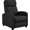 Yaheetech Poltrona Relax Reclinabile Regolabile con Poggiapiedi, Nero | Divano Monoposto da Soggiorno, Camera da Letto, 61,5 cm × 87 cm × 99 cm, Lino