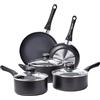 Amazon Basics Batteria da cucina, 8 pezzi con rivestimento antiaderente, Nero