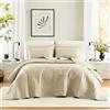 Comfort Spaces Trapunta per letto matrimoniale, per tutte le stagioni, copriletto avorio con cuciture su entrambi i lati, morbida coperta estiva abbinata con federe abbinate, collezione Kienna (259 x