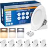 Sigmaled lighting - 6 Faretti LED da Incasso 8W, Spot Ultra Slim 720 lm, 3 Colori Luce Calda Naturale Fredda, IP44 Bagno Interno Esterno Coperto, Cartongesso Soffitto, Foro Ø95-110 mm, 220-240V