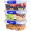 Sistema KLIP IT PLUS contenitori per la conservazione di alimenti | 1 L | Contenitori per alimenti a prova di perdite ed impilabiliadatti a frigorifero e congelatore | senza BPA | 3 pezzi