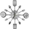 CIGERA Orologio da parete da cucina con posate da 40,6 cm, con quadrante a forchetta e cucchiaio, movimento silenzioso e funzionamento a batteria, ottima decorazione da parete e regalo di