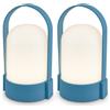 BRILONER - Set di 2 lampade da tavolo LED senza fili IP44 con touch, dimmerabili a livelli, lampada da scrivania senza fili, lampada ricaricabile, comodino, per esterni, 8,5x8x15,5 cm, blu