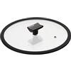 Moneta Coperchio Piatto, Bordo in Silicone e pomolo reggimestolo, 16 cm, Transparent And Black, 0004124516