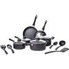 Amazon Basics Batteria da cucina, 15 unità con rivestimento antiaderente, Nero
