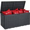YITAHOME Cassapanca da 450 l, impermeabile, grande contenitore da giardino con serratura e molla a gas, con funzione di seduta fino a 200 kg, in resina resistente alle intemperie, resistente ai raggi