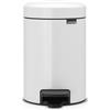 Brabantia NewIcon Pedal Bin Pattumiera a Pedale Piccola, White, 3 L | Spazzatura bagno e studio, Secchio interno in plastica rimovibile, Chiusura silenziosa, Base antigraffio, Sacchetti inclusi