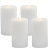Relaxdays Candele LED set 4, 13 x 7,5 cm, effetto fiamma tremolante, bianco | Senza vera cera, scanalate