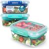 Sistema To Go Stax Contenitori per la conservazione degli alimenti | 1 l | Set di contenitori ermetici da 3 pz con scompartimenti | Guarnizione ermetica | Clip di bloccaggio facile | Senza BPA