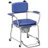 HOMCOM Sedia a Rotelle Impermeabile con WC 3 in 1 Schienale 136kg Blu | Ampia Seduta Imbottita, Poggiapiedi e Braccioli Ribaltabili, Sedia Comoda Doccia per Anziani Disabili, Vaso Rimovibile