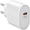 SBS Alimentatore USB-C 20W, Power Delivery (PD), Ricarica Rapida, Compatto, Caricatore per iPhone, iPad, Airpods, Samsung, Pixel, Tablet, Smartphone, Bianco