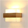 Toolight Comely Applique da Parete Quadrata 12W Legno Tessuto Senza Lampadina | Lampada da Parete Classica, Paralume in Tessuto, per Soggiorno, Scala e Corridoio, Senza Lampadina
