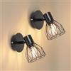 Dehobo Applique Parete E14 Nero Orientabili, Faretti LED Interno 2 Pezzi | Lampada da Parete Vintage Industriale in Metallo, Faretti Soffitto per Cucina Camera Soggiorno, Max 40W, Senza Lampadina