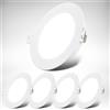B.K.Licht - Set di 5 faretti LED piatti da incasso 230V, luce bianca neutra, 6W 660lm ciascuno, faretti da soffitto, faretti LED 230V, luci da incasso, dimensioni foro 68mm,120x28mm(DxH),bianco