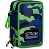 Seven Astuccio Scuola Elementare, 3 scomparti, Medie, con Matite, Pennarelli, Penne, 3 Zip, Blue Camo boy, Bambino e Ragazzo, blu