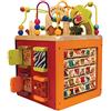 B. toys Zany Zoo, cubo di attività in Legno, Centro educativo | Centro attività educativo con perline scorrevoli, tessere con alfabeto, piste a zigzag e porticine da aprire, 1+ anni