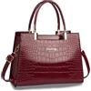 CORIOS Vintage Borsa a Mano da donna Modello Coccodrillo Borsa a Tracolla PU Pelle Borse a Spalla Multi-Tasche Borse Messenger Elegante Tote per Shopping Lavoro Incontri Viaggio Rosso Vino