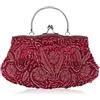 CORIOS Borsetta da Sera Donna Pochette con Perline Glitterate e Perline con Paillettes Borsa a Spalla Elegante Borse Messenger Retro Borsa a Tracolla Cocktail Festa Cerimonia Ballo Clutch Vino Rosso