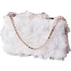 CORIOS Pochette da Donna Borsa da Sera in Raso Floreale Paillettes Piccolo con Catena Borsa a Petalo Lussuoso Borsa a Spalla Borsa Sposa Elegante Borsa a Tracolla per Ballo Cocktail Festa Bianco