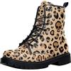 Ulalaza Stivaletti da Donna con Stampa Leopardata Allacciati alla Caviglia con Motivo Animalier Colorato alla Moda e Casual
