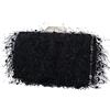CORIOS Pochette da Sera Donna con Catena - Borsa a Spalla/Tracolla Elegante per Sposa, Cerimonia, Cocktail, Festa, Ballo - Nero