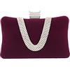 CORIOS Borsetta da Sera Donna Velluto Pochette Strass Cerimonia Clutch Borsa a Tracolla Borsa Sposa Pochette Piccolo con Catena Elegante Borse Messenger per Cocktail Festa Cerimonia Ballo Viola