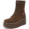 QUEEN HELENA Anfibi Platform Donna Stivaletti con Zeppa X35-92 | Anfibi platform donna con zeppa 6 cm, lacci e zip laterale, tomaia in microfibra ed ecopelle, suola in gomma
