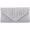 CORIOS Borsetta da Sera Donna Strass Clutch Pochette Piccolo con Catena Elegante Borse Messenger Borsa Cerimonia Borsa Sposa Bling Borsa a Tracolla per Cocktail Festa Cerimonia Ballo Argento