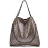 Bankeep Borsa a tracolla da donna in pelle sintetica, grande catena alla moda, colore: grigio argento