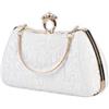 CORIOS Borsetta da Sera da Donna Clutch con Perle Pochette Piccolo con Catena Borsa Scintillante Lusso Borsa a Spalla Borsa Sposa Elegante Borsa a Tracolla per Festa Cocktail Party Bianco