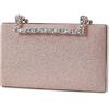 CORIOS Pochette da Sera Donna Bling Clutch Borsa Sposa con Catena - Elegante Tracolla per Cocktail, Festa, Cerimonia, Ballo - Oro Rosa