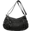 CORIOS Borsa a Tracolla in Denim da Donna Borsa a Spalla in Jeans Retro Borsa a Mano Grande Capacità Borsa per la Spesa Leggero Borse Messenger Casuale Lavoro Shopping Viaggi Tote Nero