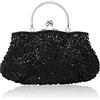 CORIOS Borsetta da Sera Donna Pochette con Perline Glitterate e Perline con Paillettes Borsa a Spalla Elegante Borse Messenger Retro Borsa a Tracolla Cocktail Festa Cerimonia Ballo Clutch Nero