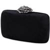 CORIOS Pochette Clutch Donna Velluto Borsetta da Sera con Catena Borsa a Spalla Elegante per Cocktail Festa Ballo Cerimonia Nero