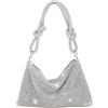 CORIOS Borsetta da Sera Donna Strass Pochette Glitterata Clutch Borsa Scintillante Borsa a Spalla Elegante Borsa a Mano Borsa a Tracolla per Cocktail Festa Ballo Cerimonia Argento