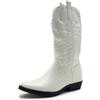 MISSCAI Stivali Cowboy Donna al Polpaccio con Ricami Western | Stivaletti texani a punta quadrata, ricami western, tacco a blocco basso 3.5 cm punta affusolata