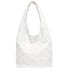 CORIOS Borsa a Mano in PU Pelle da Donna Borsa a Spalla a Tracolla con Decorazioni di Rivetti alla Moda Borsa a Sottobraccio a Secchio e Piccola Capacità Lavoro Shopping Viaggio Tote Bianco